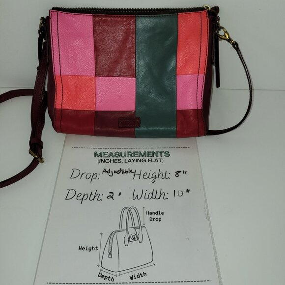 Fossil Emma Burgundy/Multi Colored Square Crossbody Bag One Size - Picture 10 of 11